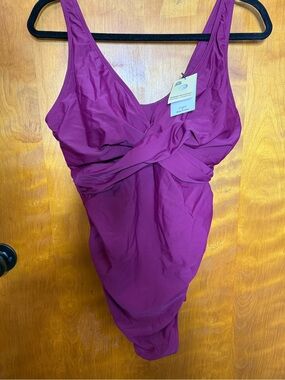 NWT SummerSunshine Maternity One Piece Swimsuit Purple Size Large